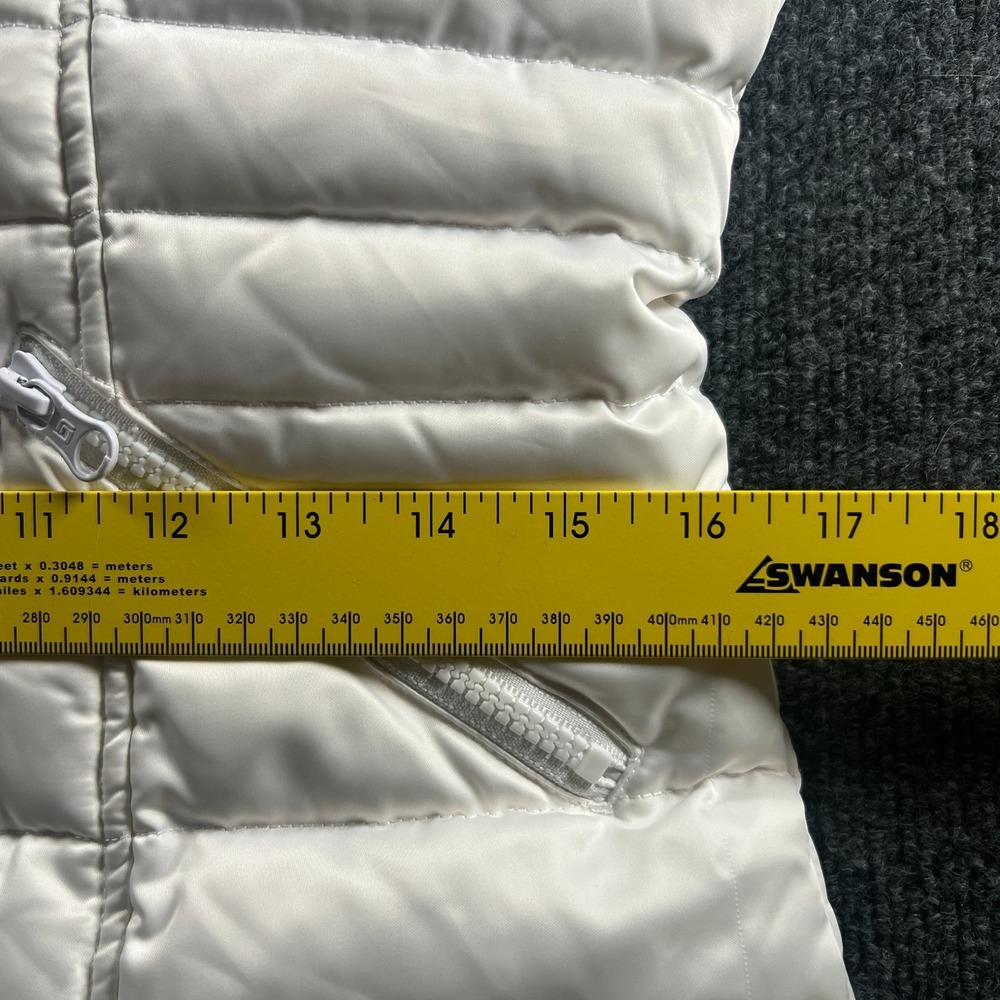 Blanc Noir Puffer Vest Womens Medium White Softshell Quilted Down Asymmetric Zip - Picture 5 of 15